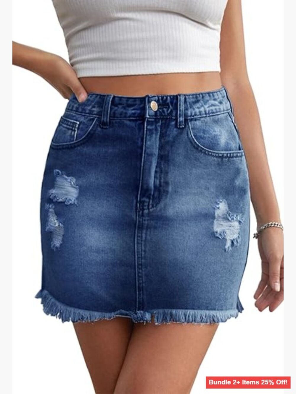 Stretchy Denim Mini Pencil Skirt High Waist Bodycon with Pockets